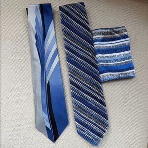 Vitaliano Blue and Gray Tie Set